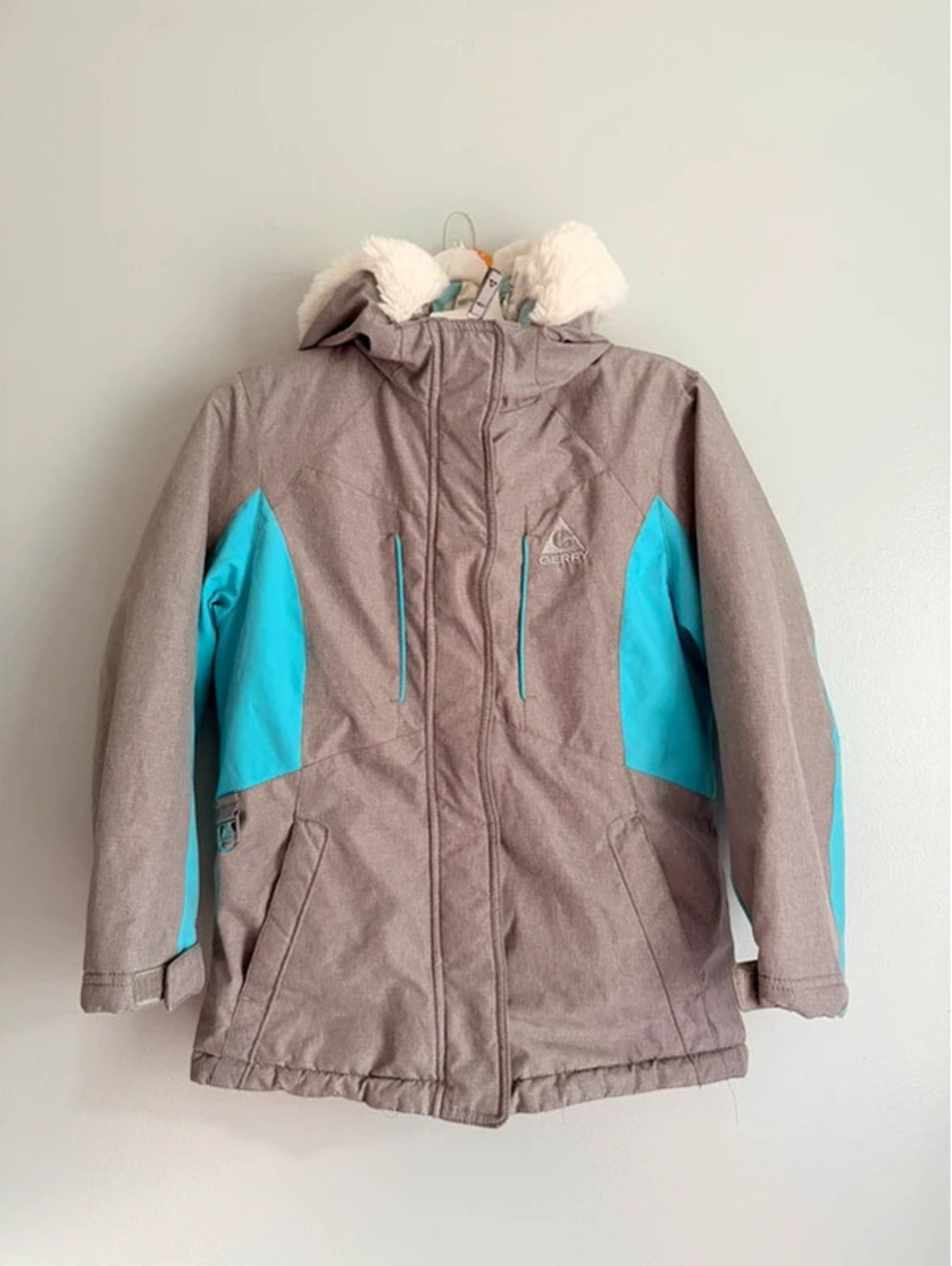 Gerry Kid's Girls 3 in 1 ski snow jacket outdoors EUC Teal Grey SZ M 7/8 .